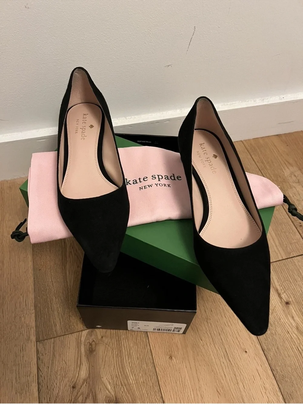 Kate Spade Black Suede Miko Size 7 Kitten Heel